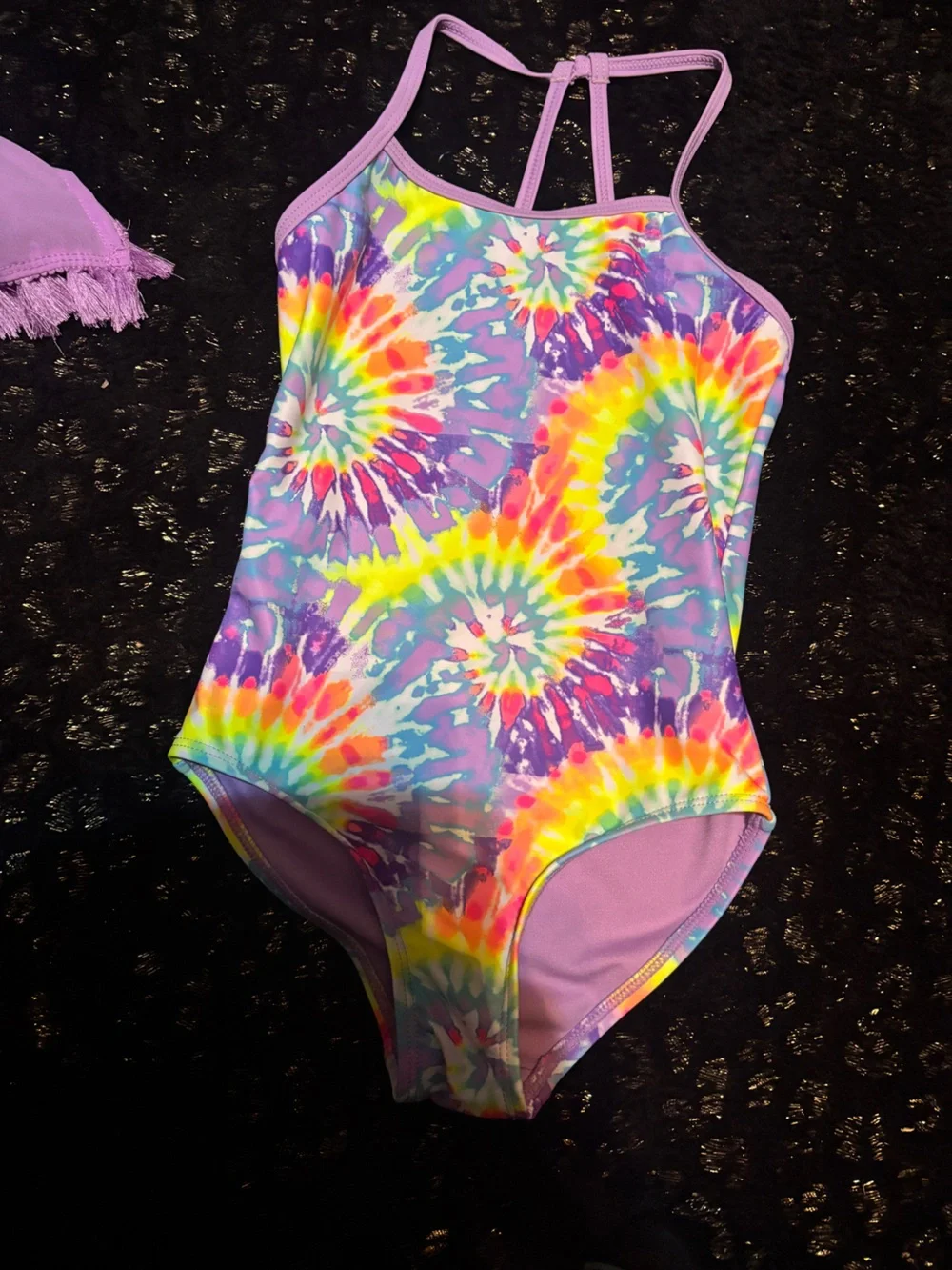 Lavender Girls' Tie Dye Bathing Suit and Cover Up